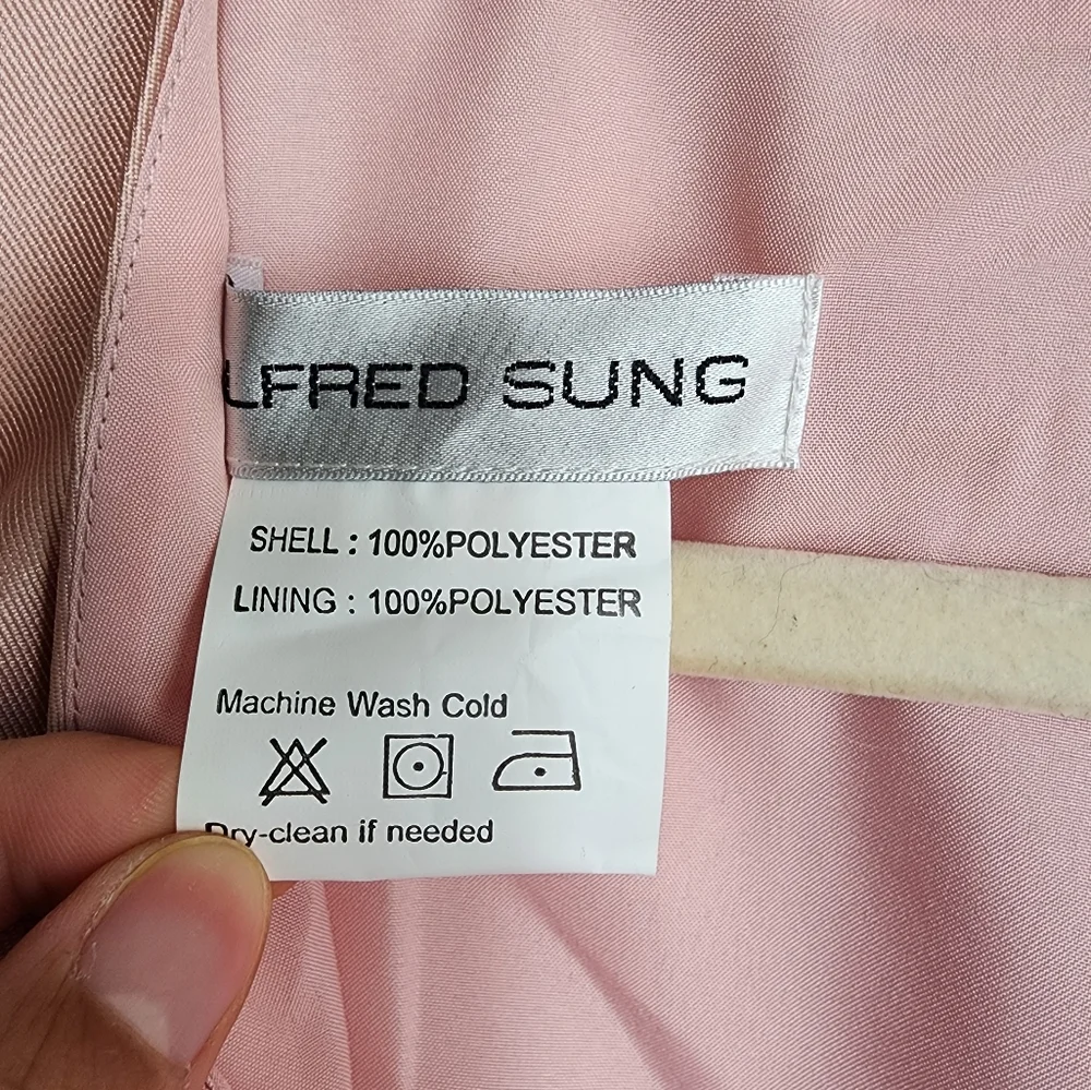 Alfred Sung Sleeveless V-Neck Satin Dress With Pockets In Toasted Sugar … - Picture 4 of 9